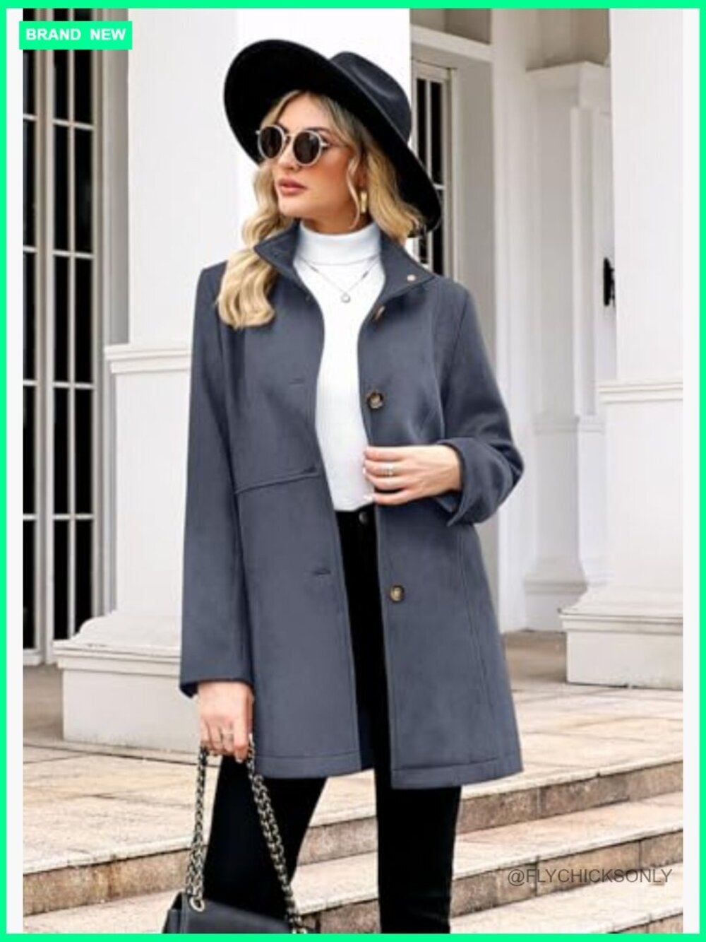 Women's Suede Leather Coat Stand Collar Single Breasted Overcoat Mid Length - Picture 2 of 6